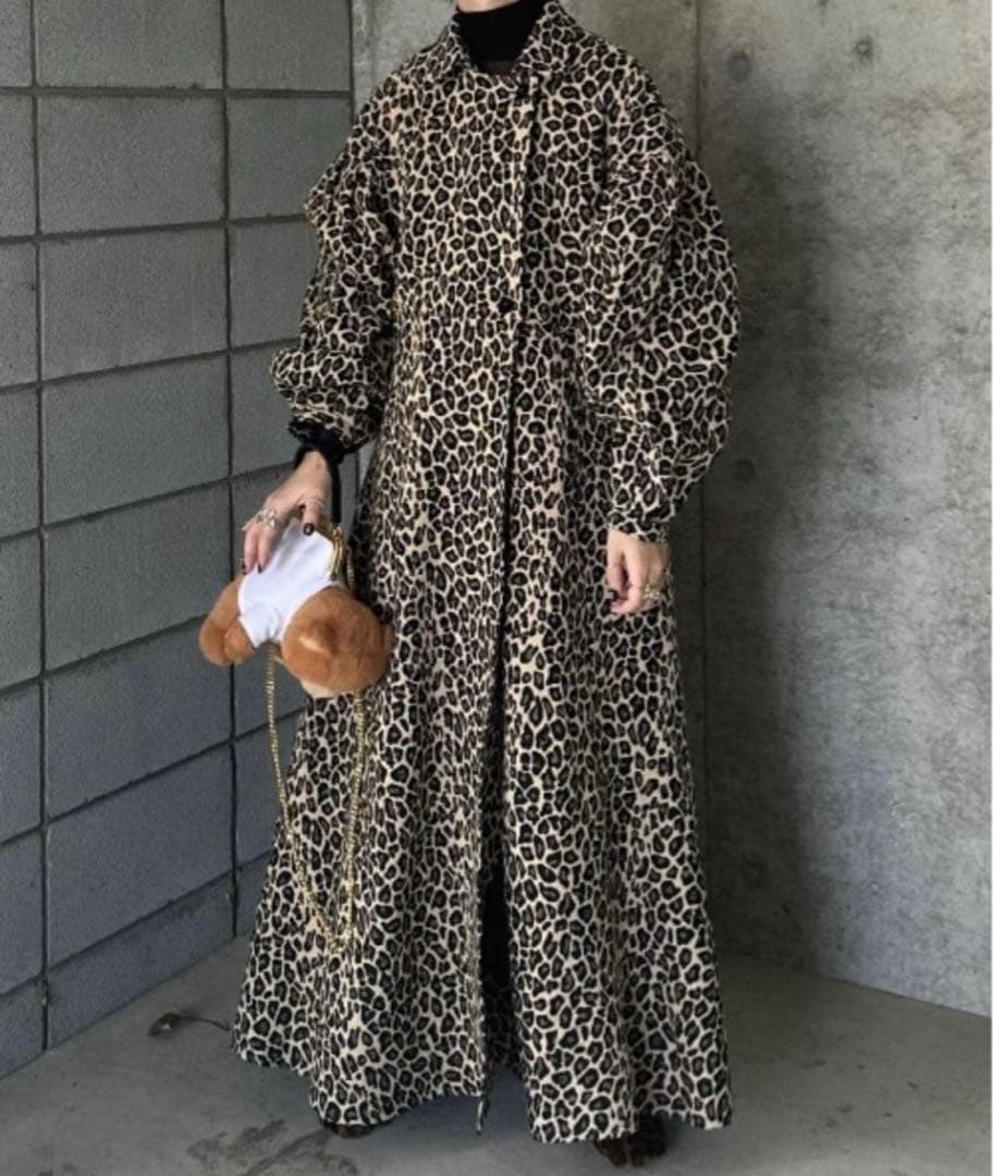 PERNA ペルナ レオパードジャガードコート L