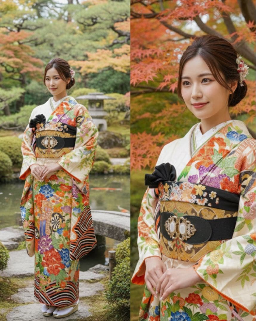 大特価SALE中☆豪華な振袖フルセット【9点】成人式★昭和柄★正絹