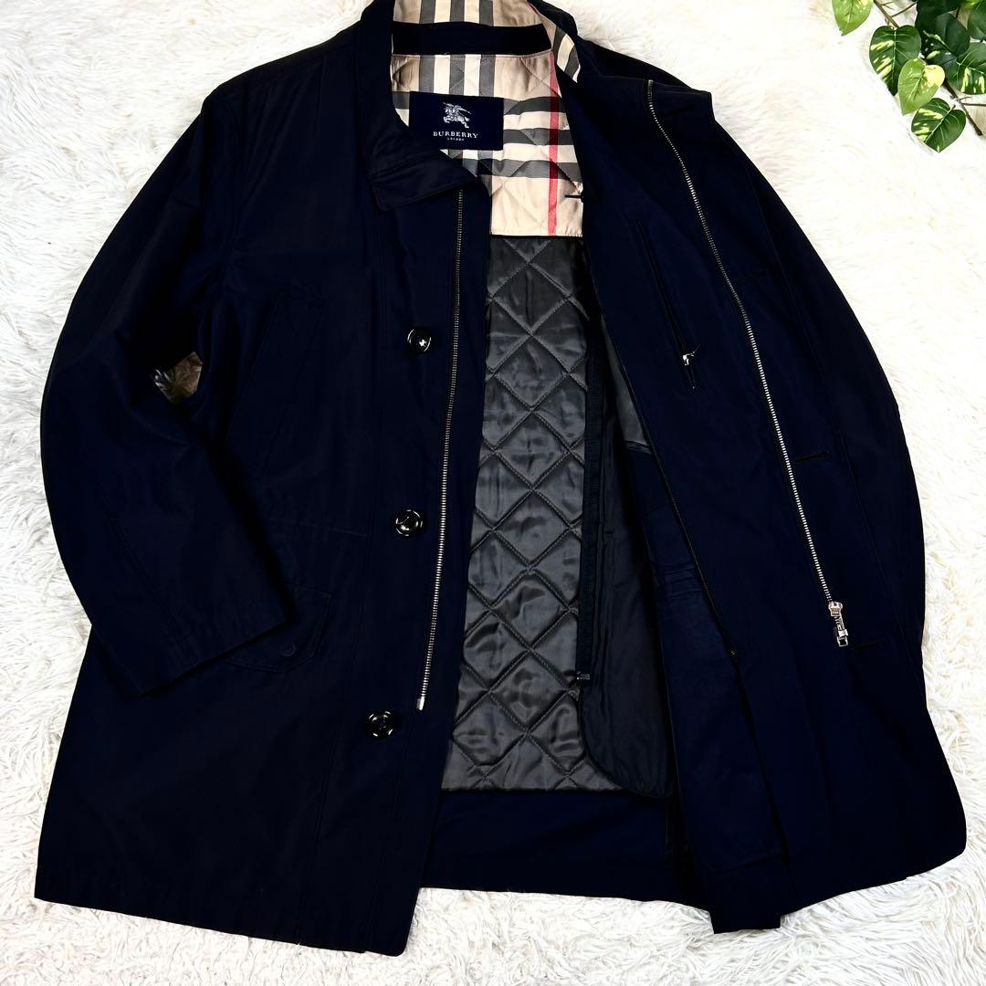 バーバリーロンドン 2way スタンドカラーコート ノバチェック M ブラック