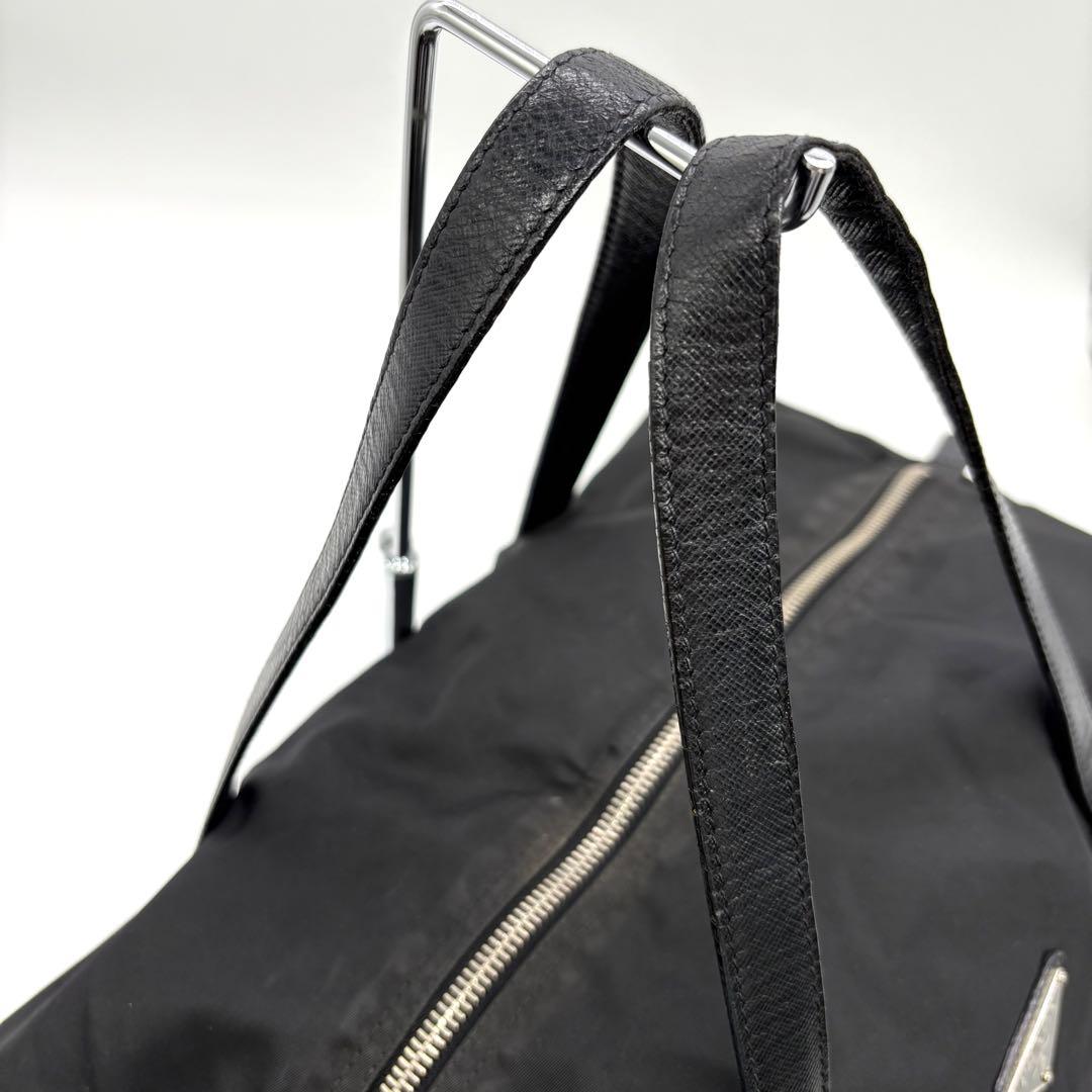 【ギャラ付】PRADA ボストンバッグ ミニ トライアングルロゴ ブラック