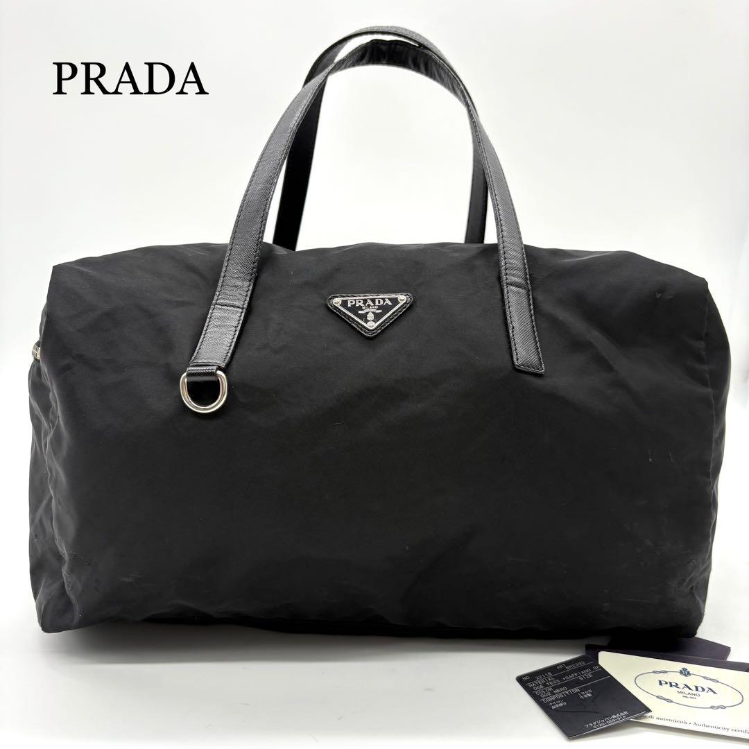 【ギャラ付】PRADA ボストンバッグ ミニ トライアングルロゴ ブラック