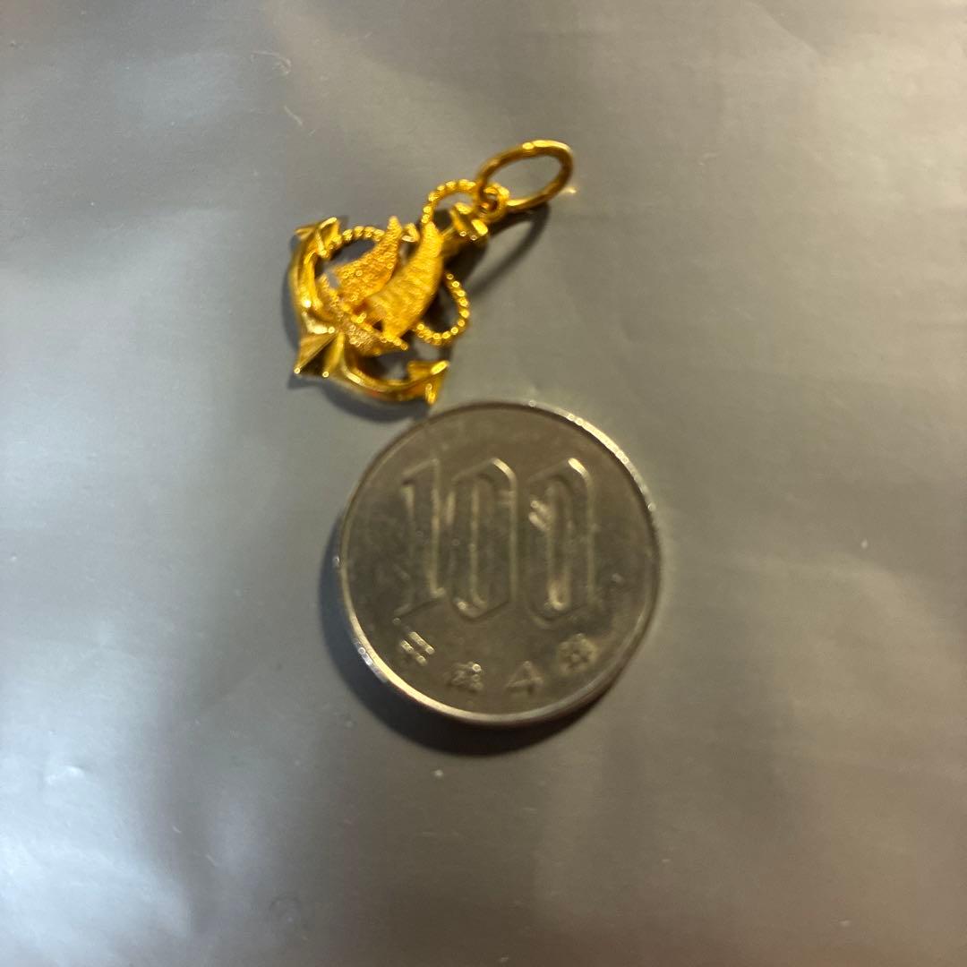 22金　チャーム　錨と帆船のデザイン