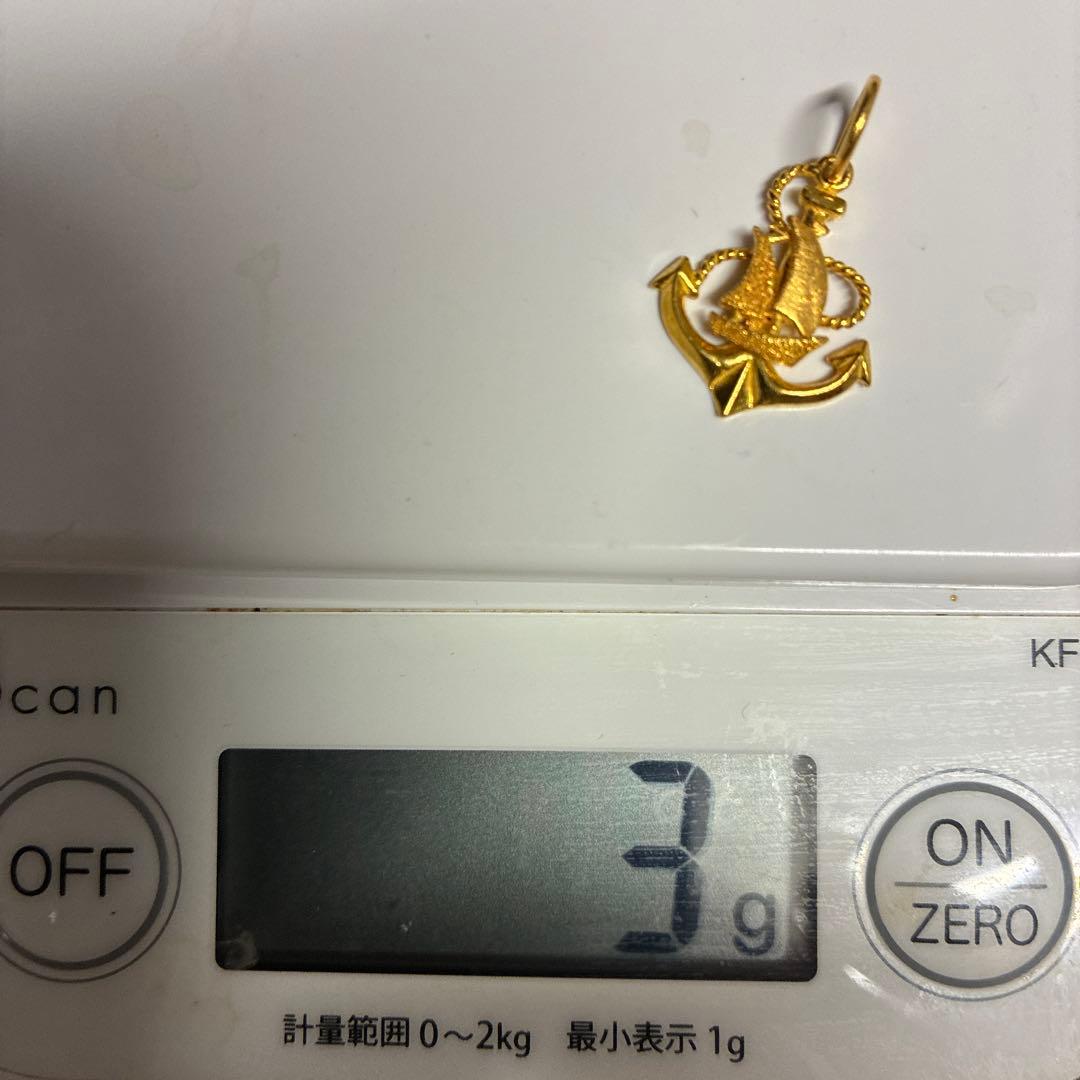 22金　チャーム　錨と帆船のデザイン