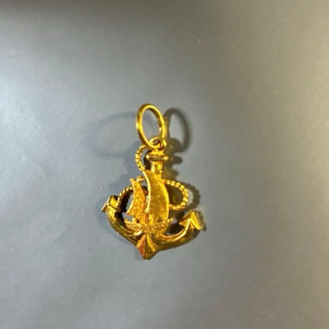 22金　チャーム　錨と帆船のデザイン