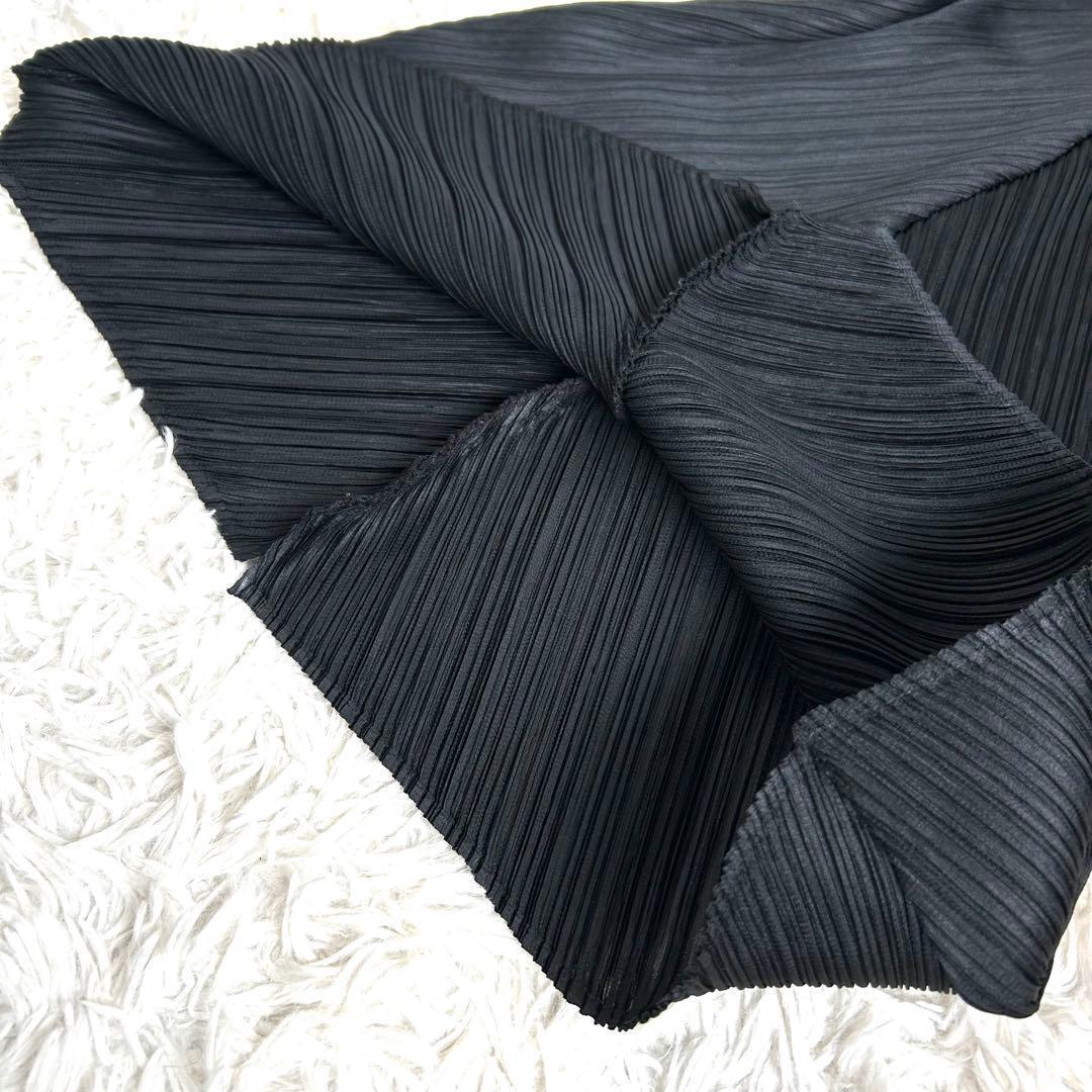 【美品】プリーツプリーズ バウンスチュニック ワンピース 斜めプリーツ 黒 3