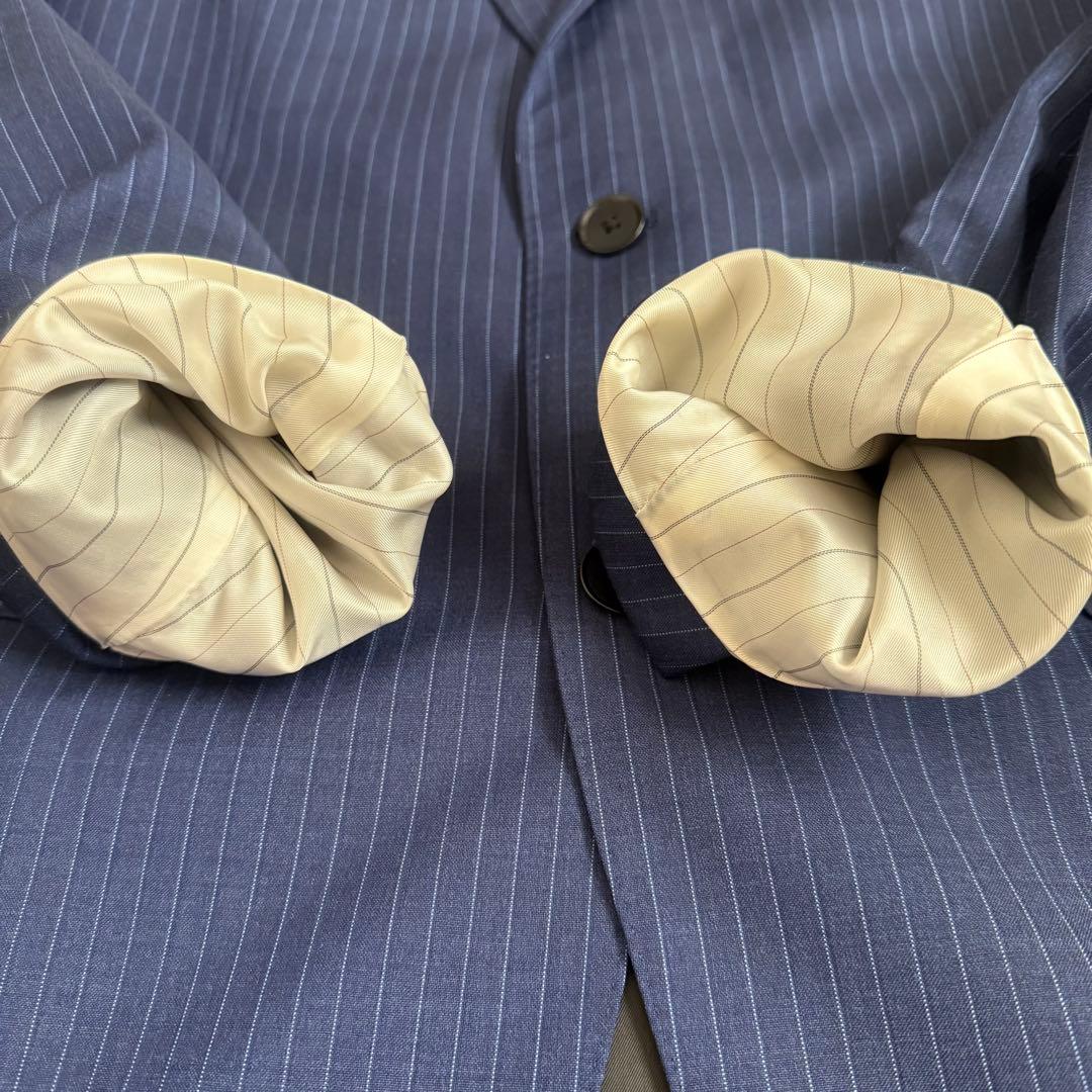 美品☆SIMPLICITEロロピアーナ/ネイビー ストライプ ビジネススーツXL