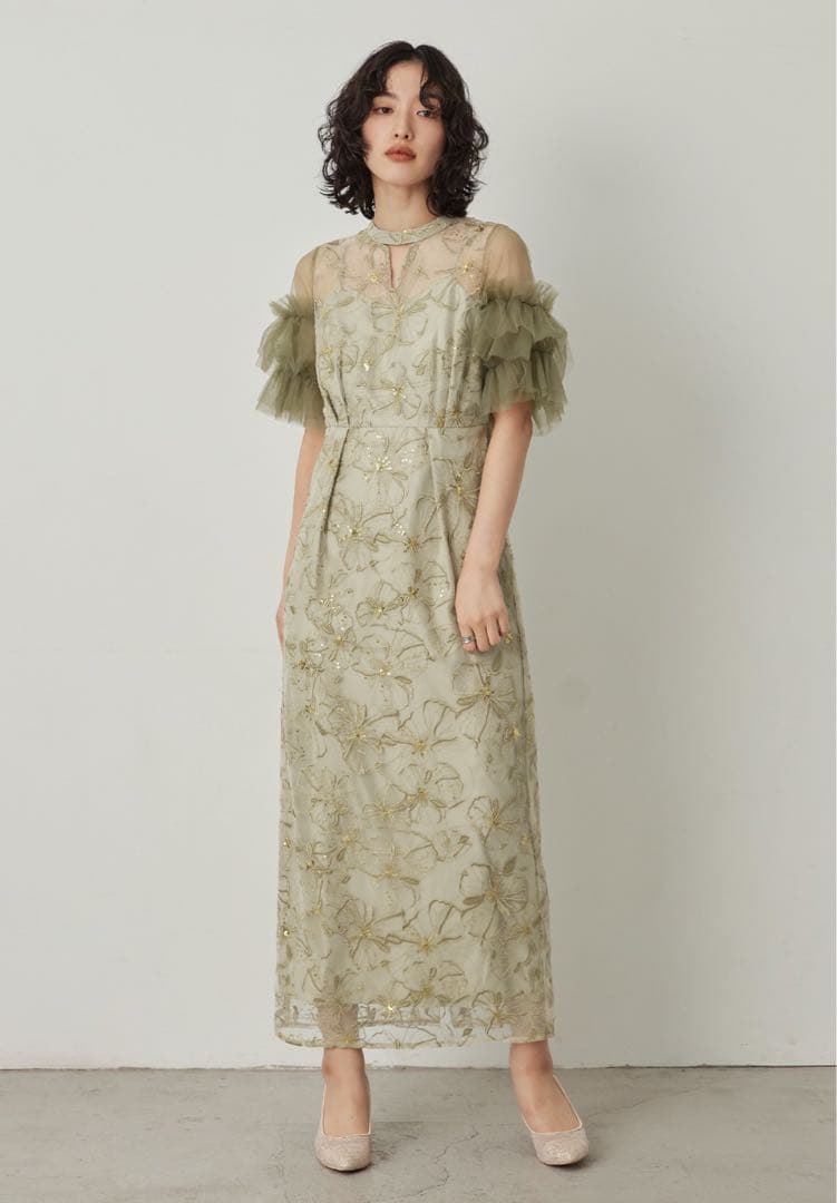 ニアナ スパンコール刺繍レースドレス