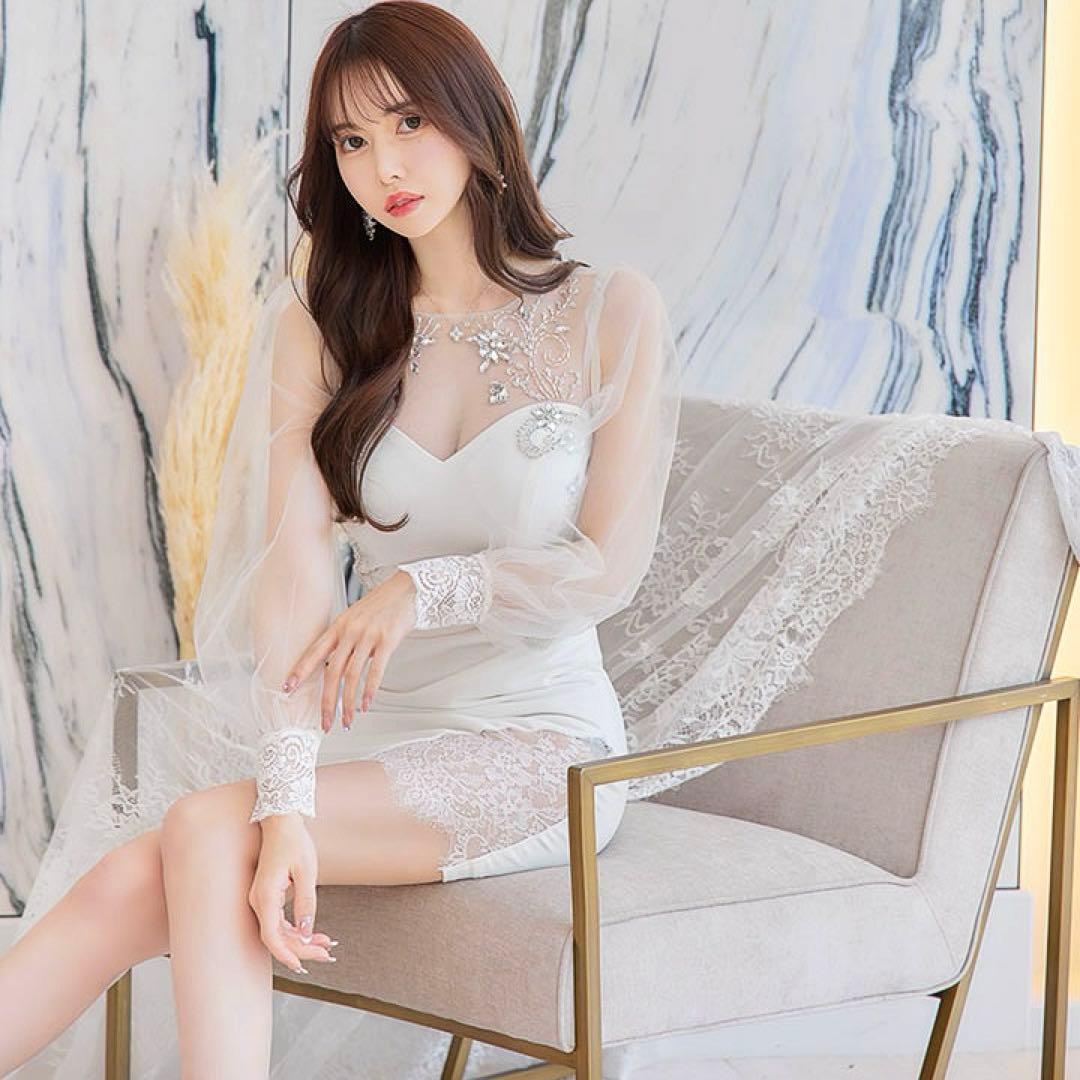 シースルービジューレース♡キャバドレス ミニドレス ジュエルズ ローブドフルール