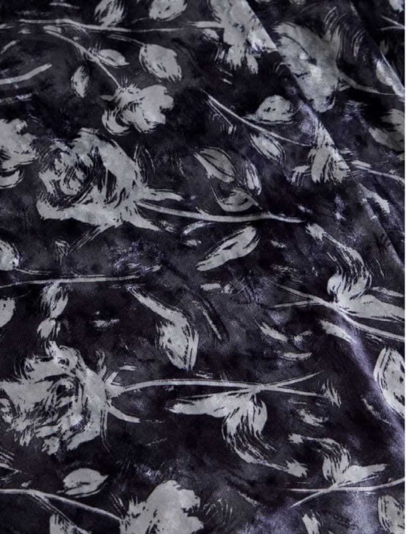 overE オーバーイー フラワーベロアウエストリブワンピース ネイビー U65