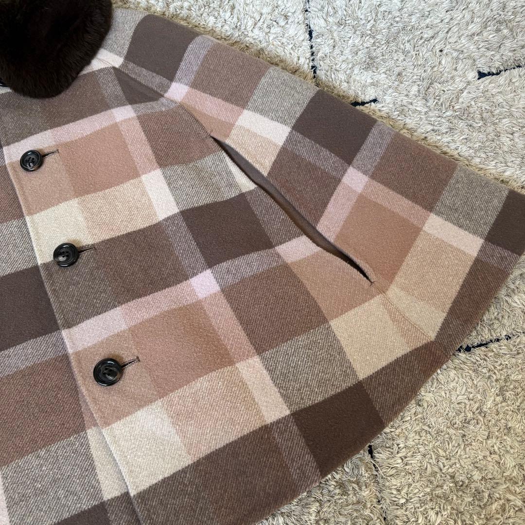 【極美品✨】ブルーレーベルクレストブリッジ　ポンチョ　リバーシブル　ファー　38