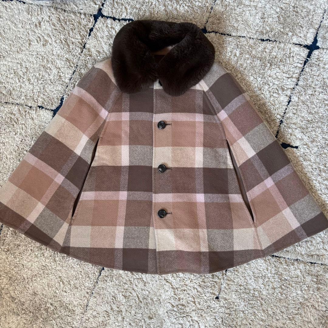 【極美品✨】ブルーレーベルクレストブリッジ　ポンチョ　リバーシブル　ファー　38