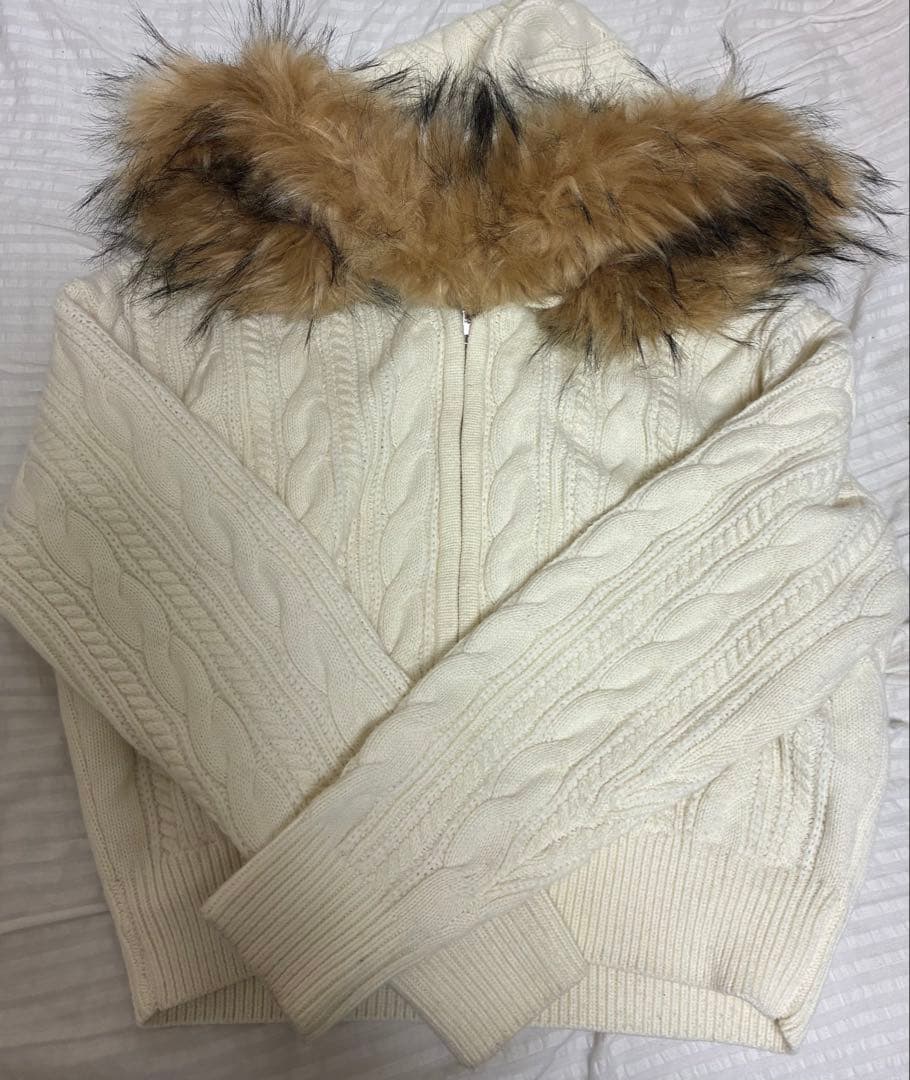 BLACKUP ニットパーカー ファー ダダウールニットパーカージップアップ