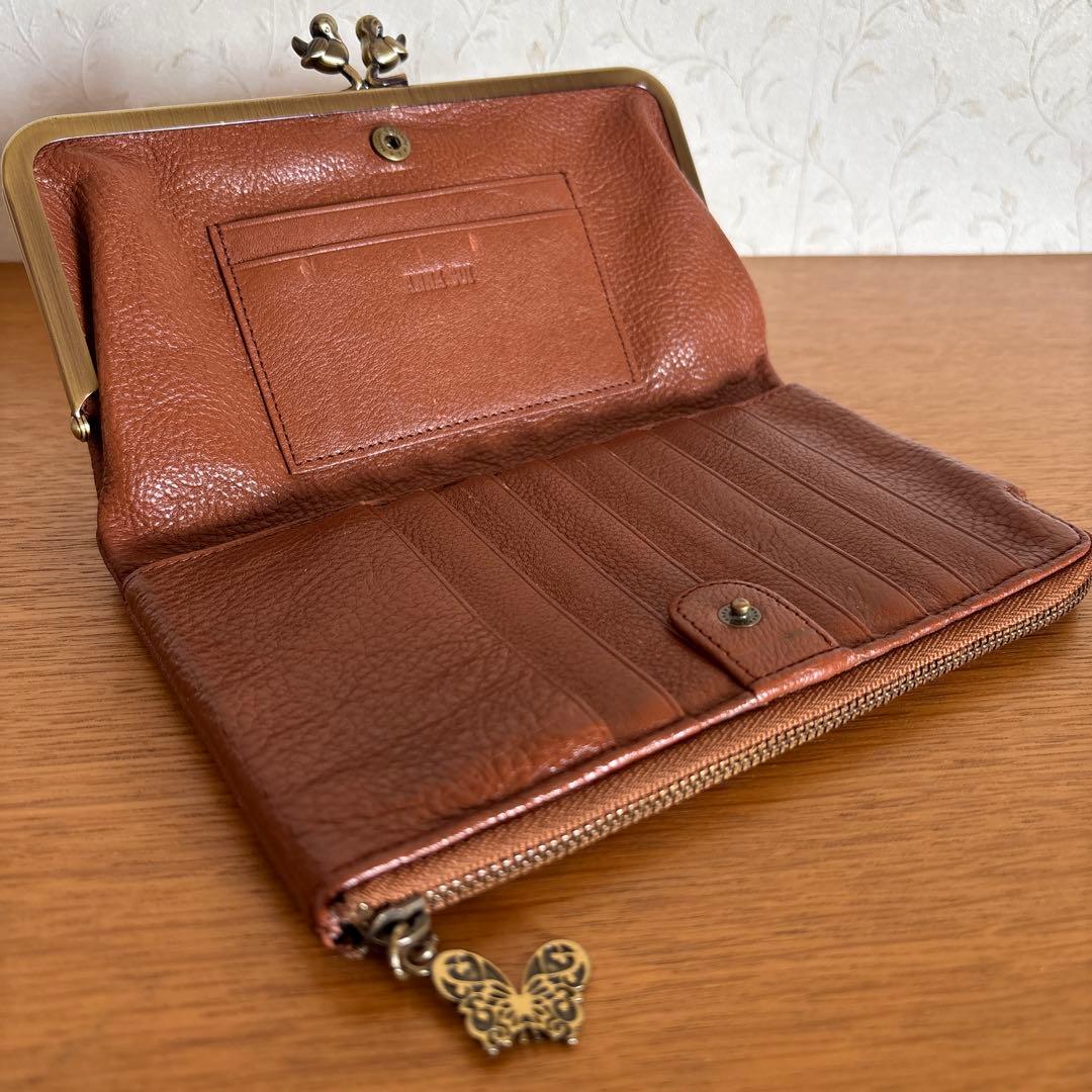 つむぎ◆ANNA SUI◆定価25300円 「ハミング」がま口長財布 牛革