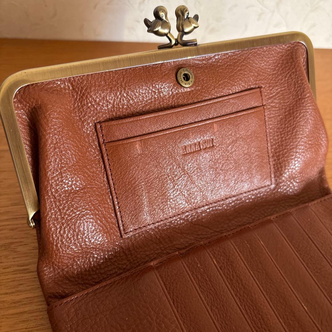 つむぎ◆ANNA SUI◆定価25300円 「ハミング」がま口長財布 牛革