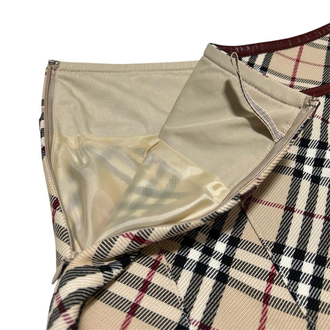 バーバリー ロンドン ブルーレーベル プリーツスカート ノバチェック 38M