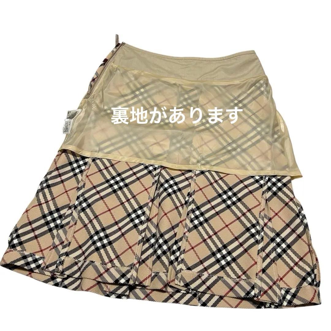 バーバリー ロンドン ブルーレーベル プリーツスカート ノバチェック 38M