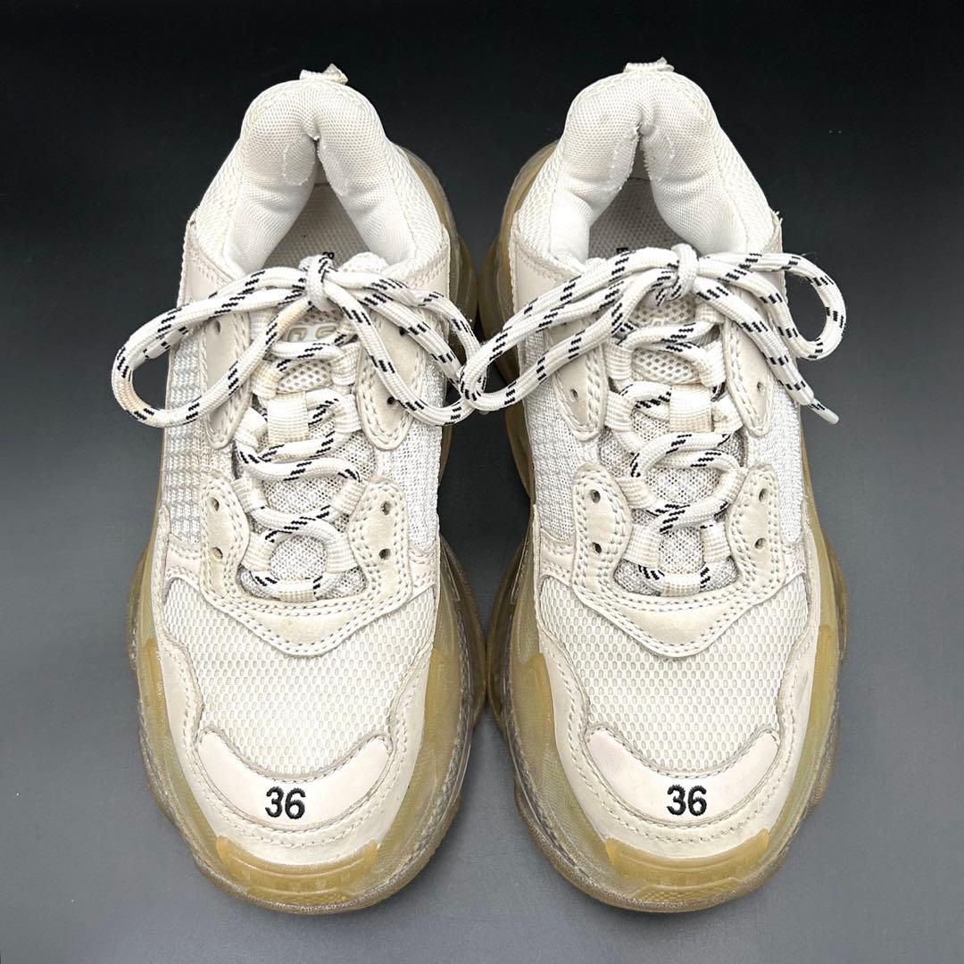 【美品】バレンシアガ トリプル S スニーカー レディース レザー 白 24cm