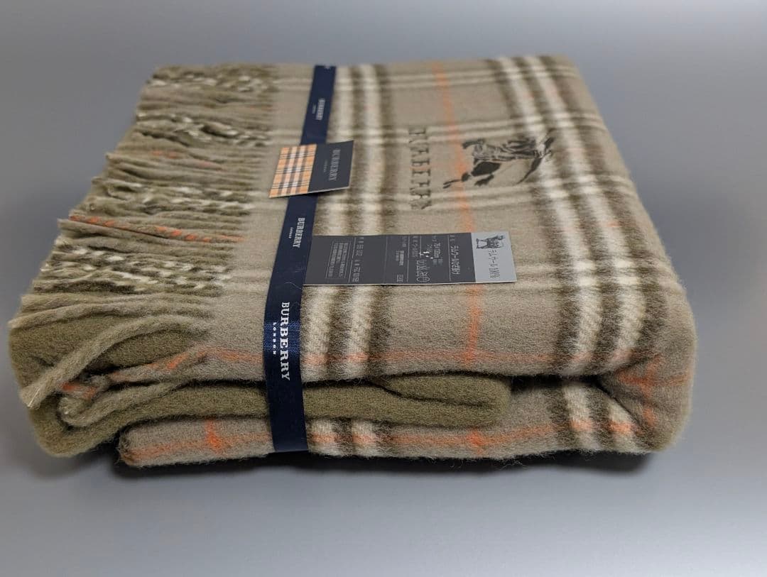 BURBERRY ウールチェックひざ掛け 75×130cm