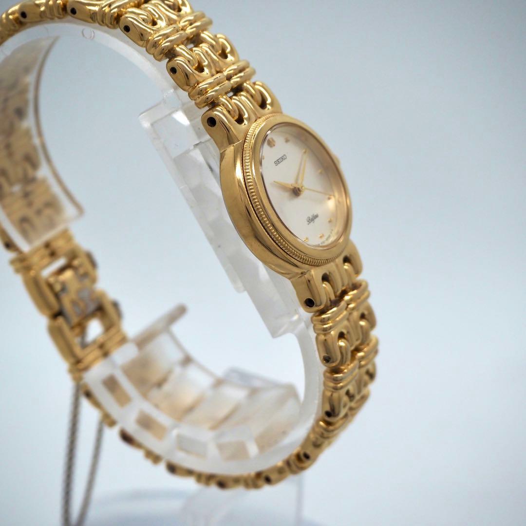 573 稼働【美品】SEIKO レディース 時計 ゴールド　ベルフィーナ　丸型