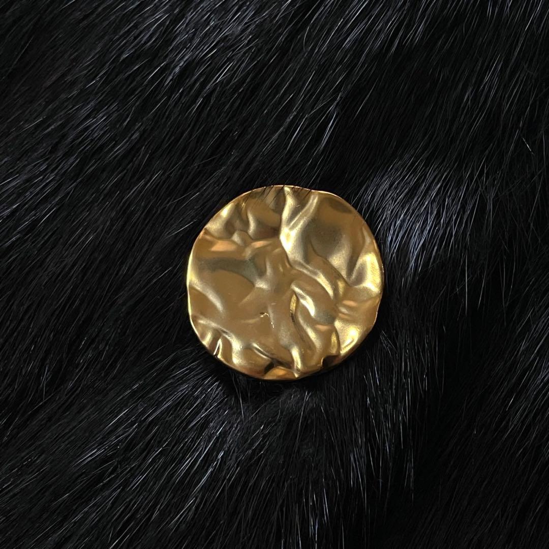 ブラックグラマ 金ボタン ミンク 毛皮 コート リアルファー L相当 毛並み◎