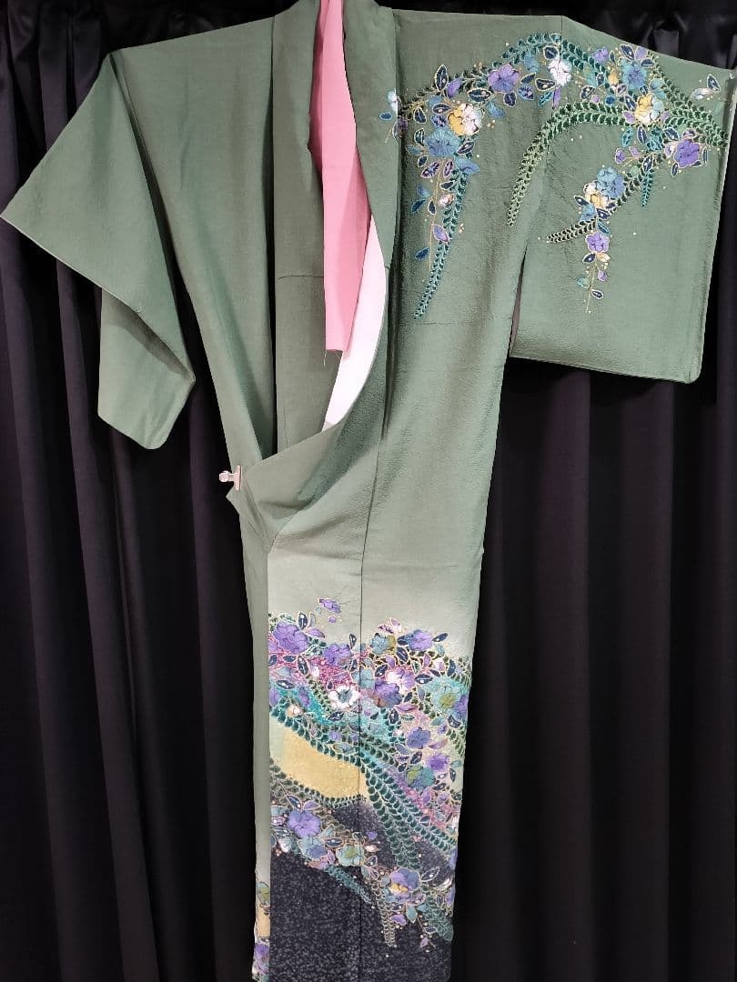 辻が花 訪問着 緑