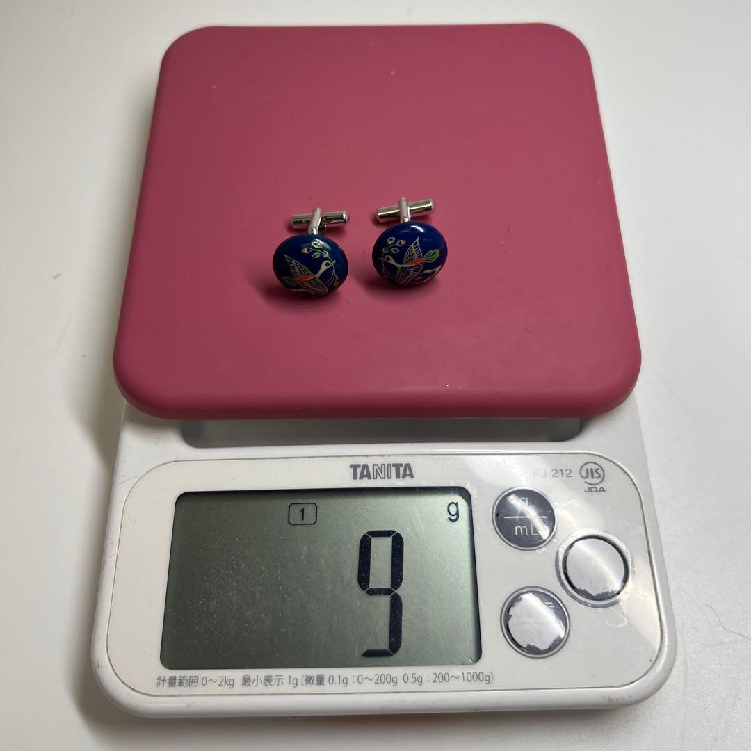 人間国宝　吉田文之　極上正倉院文様カフス一対　共箱　9g 東Y7-0819⭐︎2F