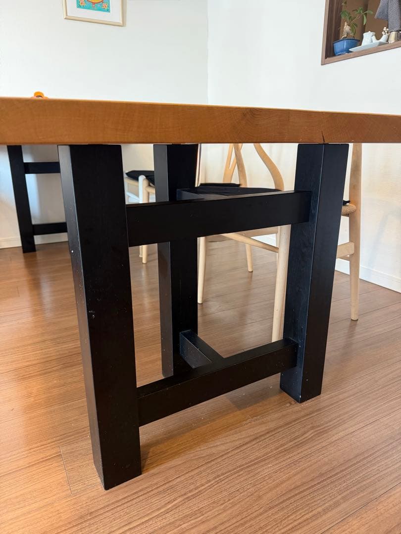 一枚板　ダイニングテーブル脚　木製　※もう1つの出品とセットでご購入ください