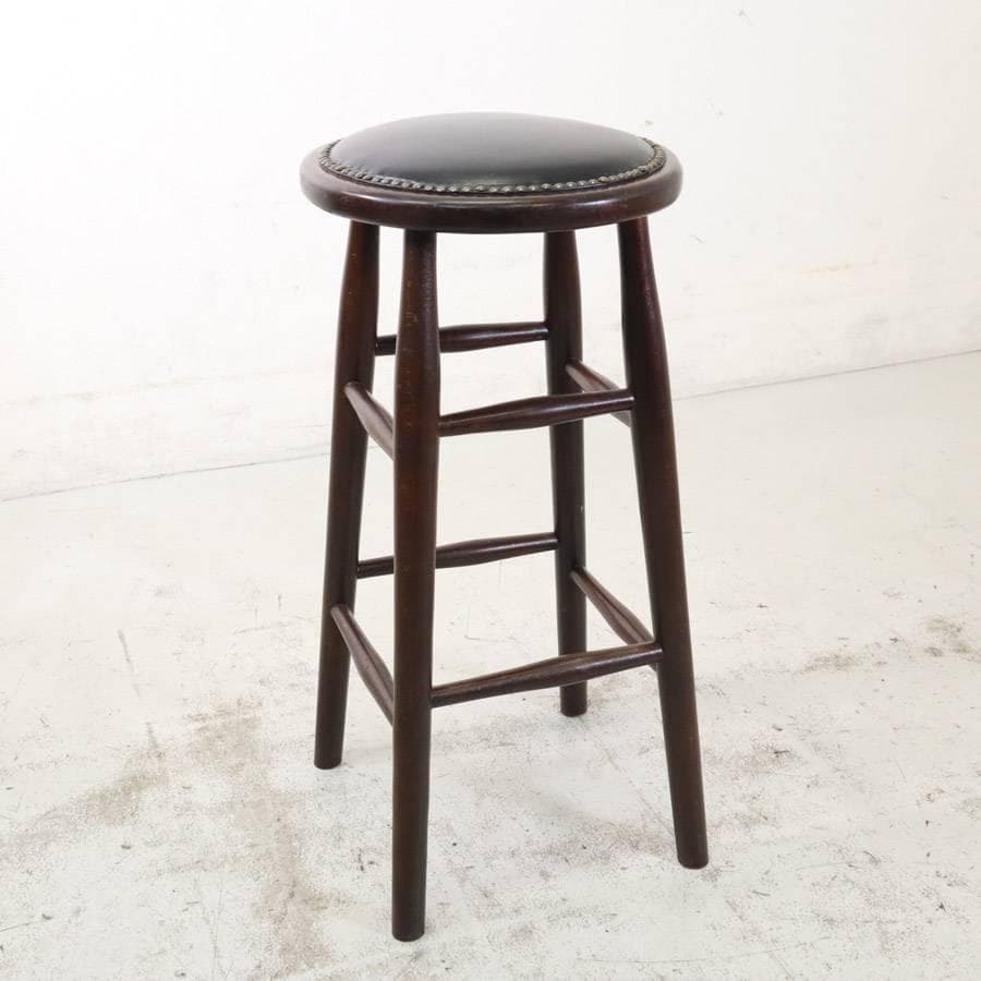 6脚まとめ買い3 ルーマニア製 ハイスツール ビーチ材 ブラック PVCレザー