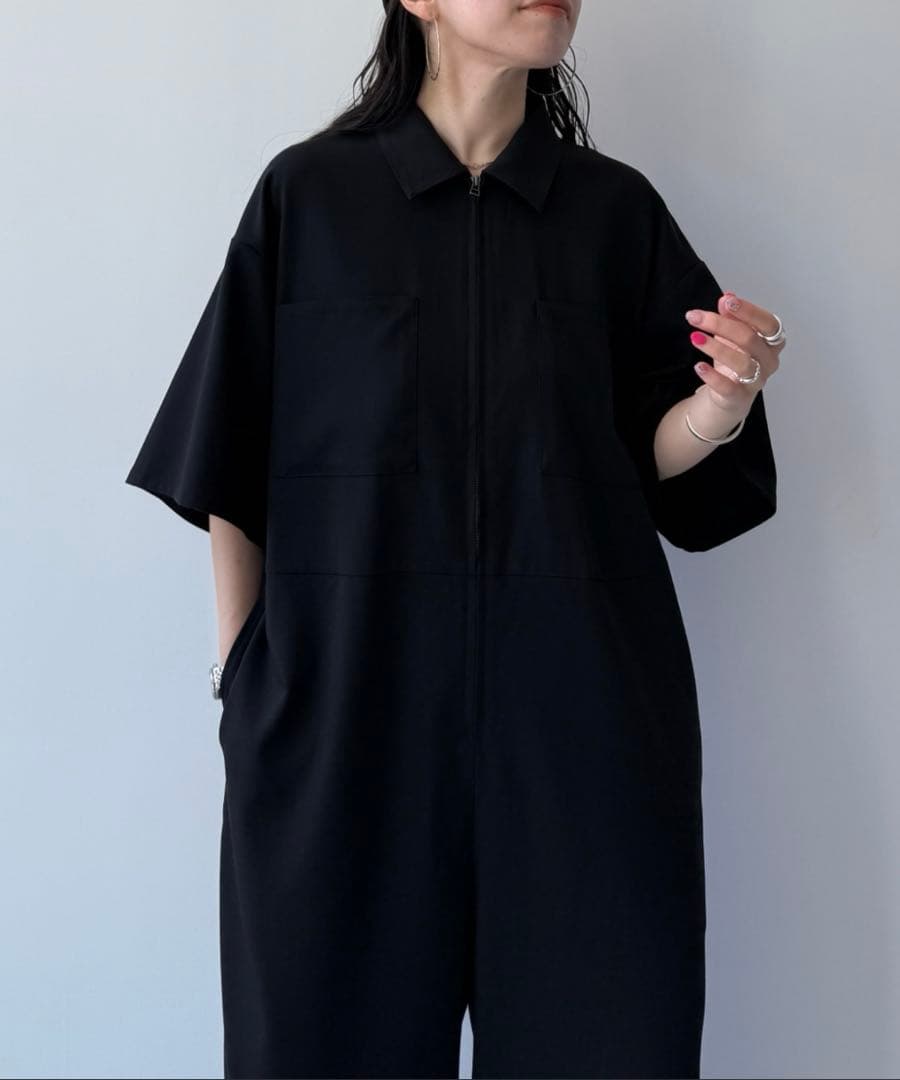 wee9s ハーフスリーブジップオールインワン