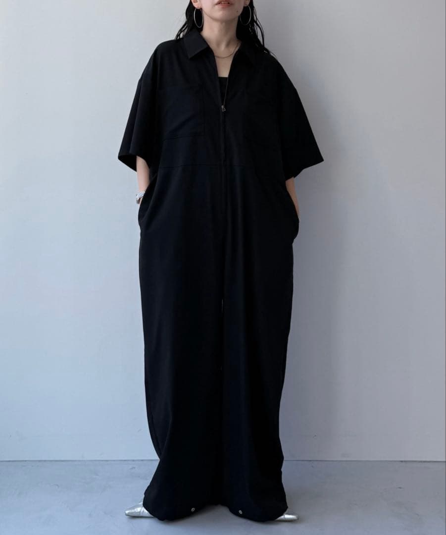 wee9s ハーフスリーブジップオールインワン