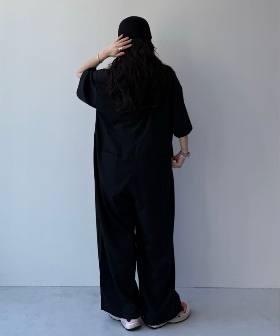 wee9s ハーフスリーブジップオールインワン