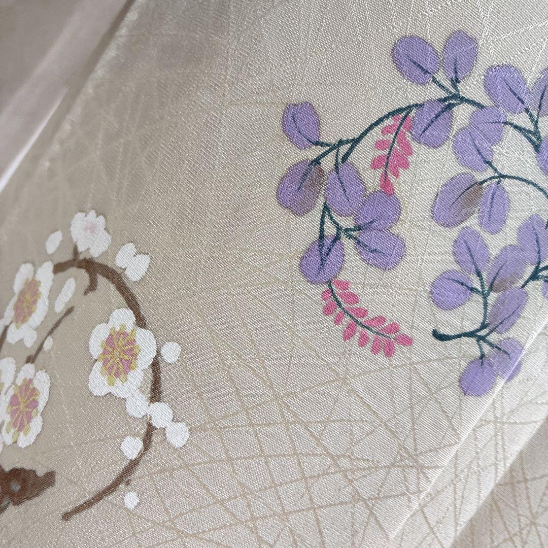 付け下げ　フルセット　着物　正絹　花丸文様　訪問着　上品可憐　共布有り　J4