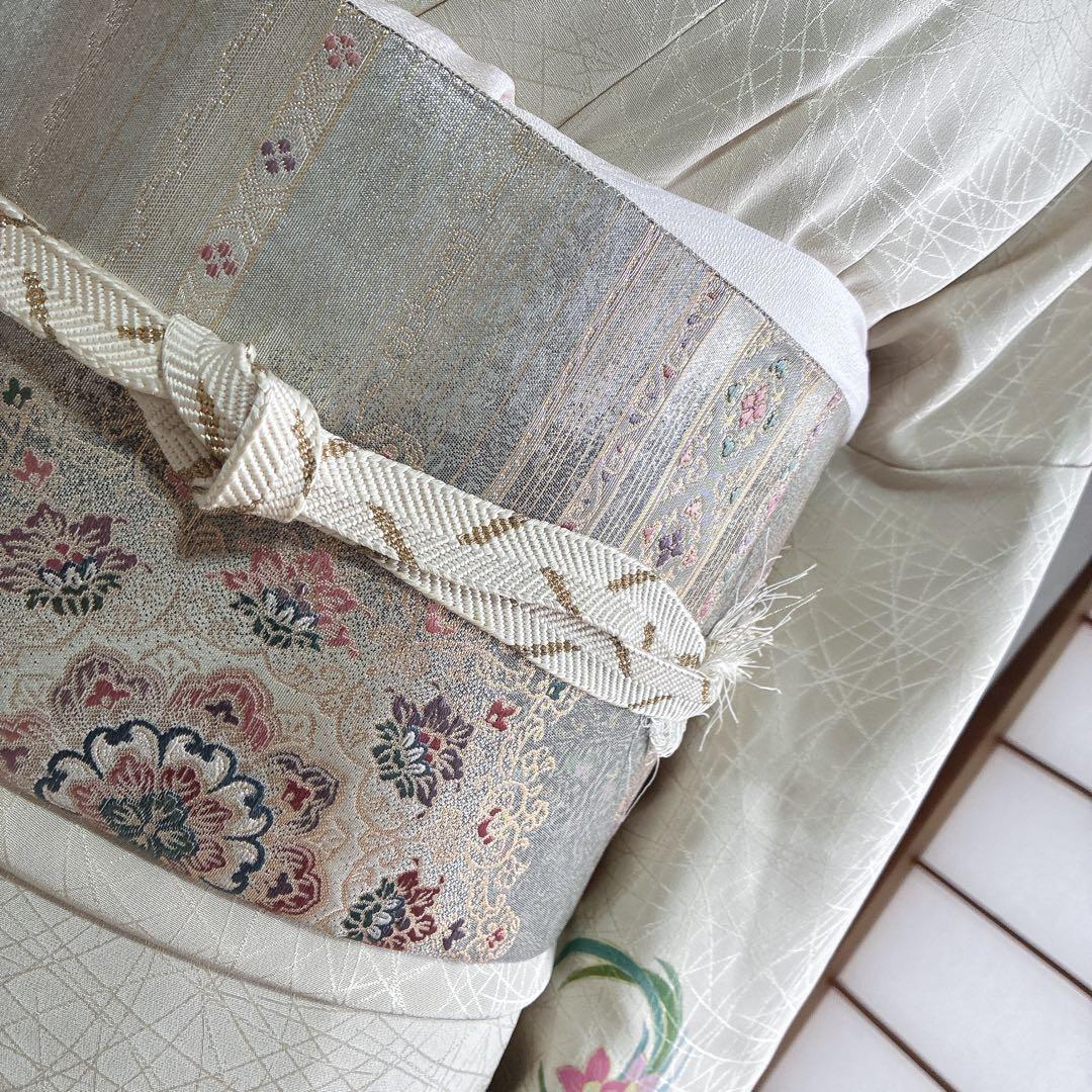 付け下げ　フルセット　着物　正絹　花丸文様　訪問着　上品可憐　共布有り　J4