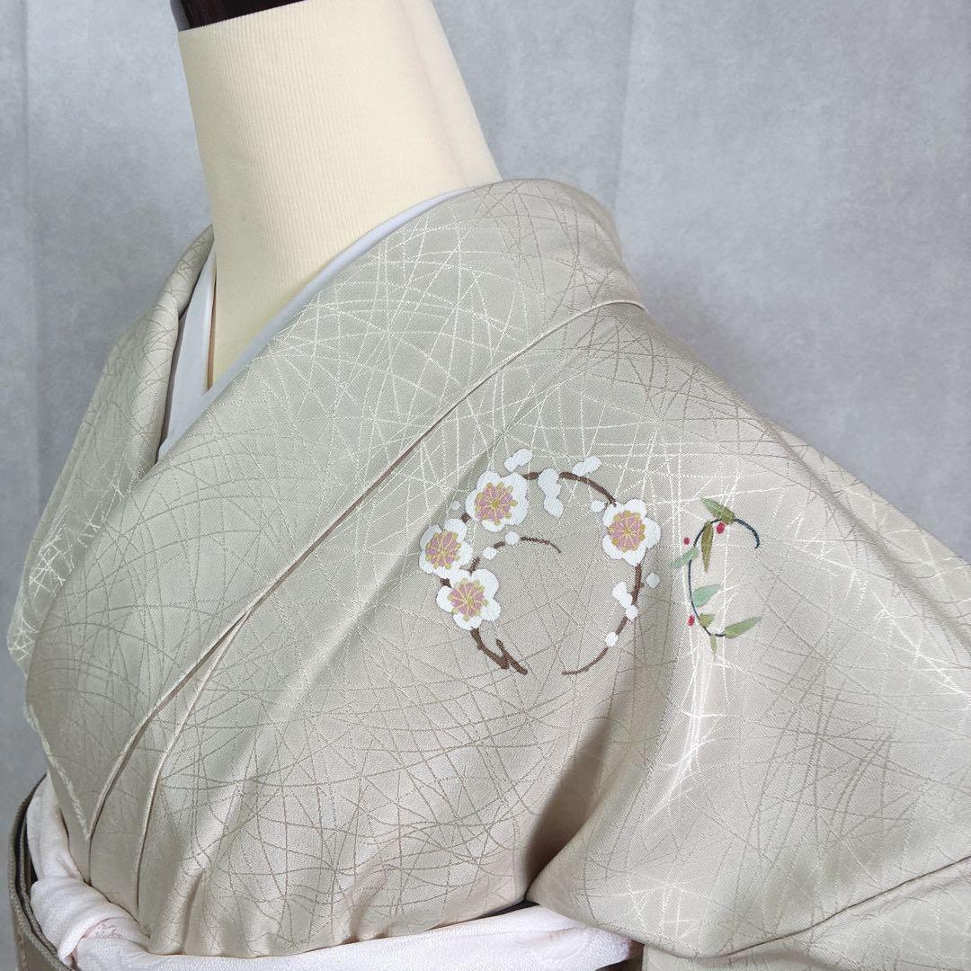 付け下げ　フルセット　着物　正絹　花丸文様　訪問着　上品可憐　共布有り　J4