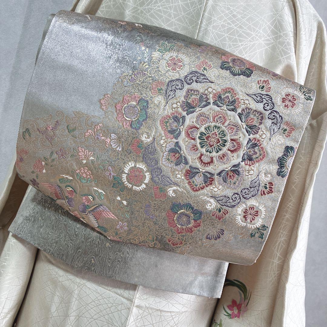 付け下げ　フルセット　着物　正絹　花丸文様　訪問着　上品可憐　共布有り　J4