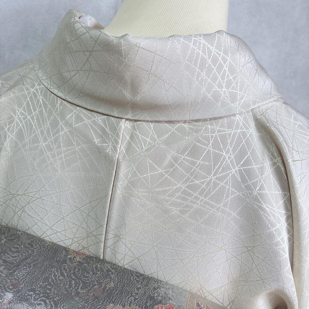 付け下げ　フルセット　着物　正絹　花丸文様　訪問着　上品可憐　共布有り　J4