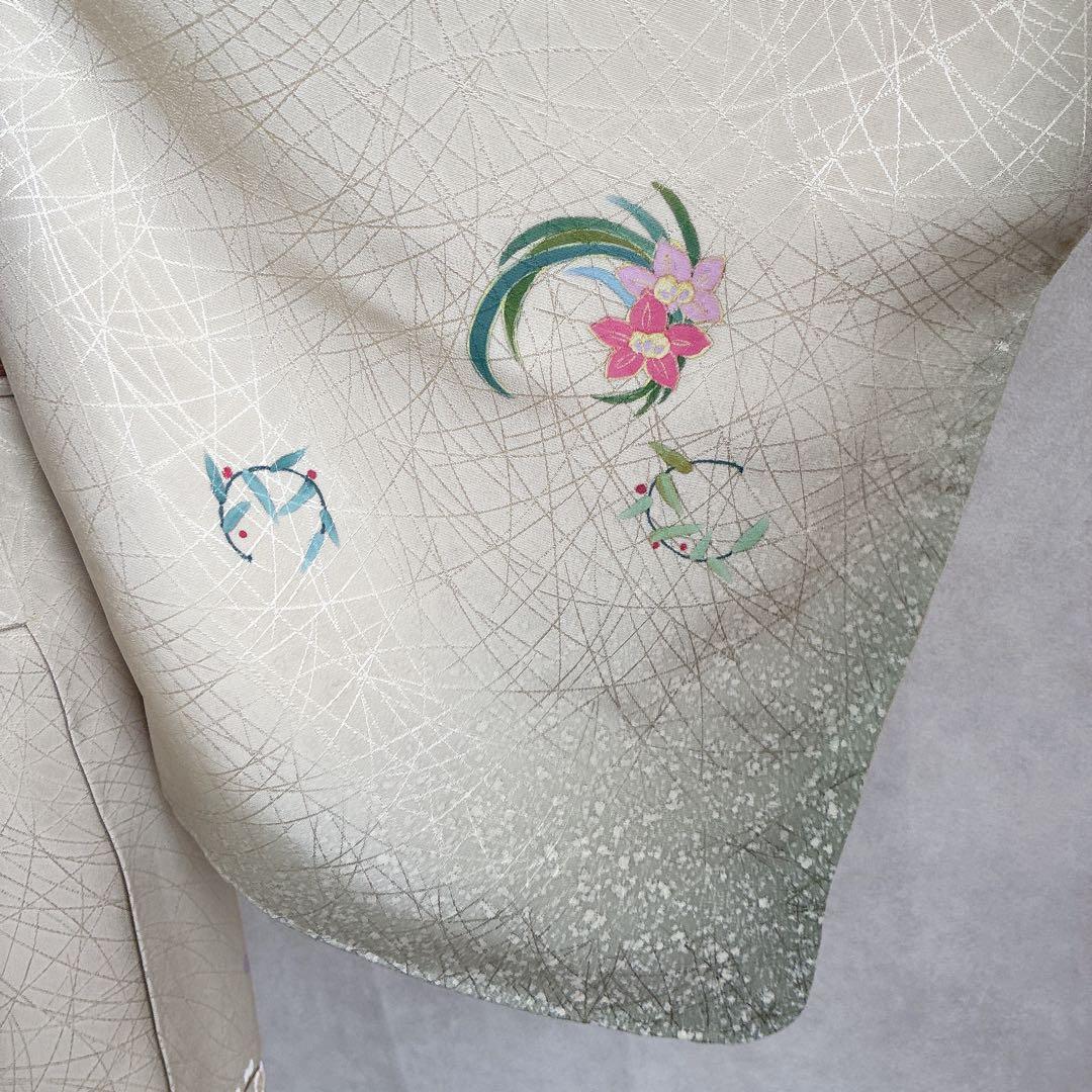 付け下げ　フルセット　着物　正絹　花丸文様　訪問着　上品可憐　共布有り　J4