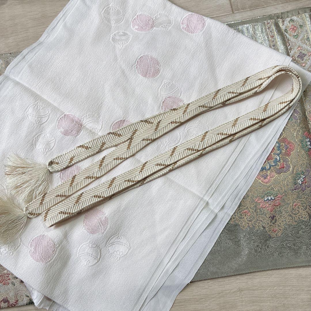 付け下げ　フルセット　着物　正絹　花丸文様　訪問着　上品可憐　共布有り　J4