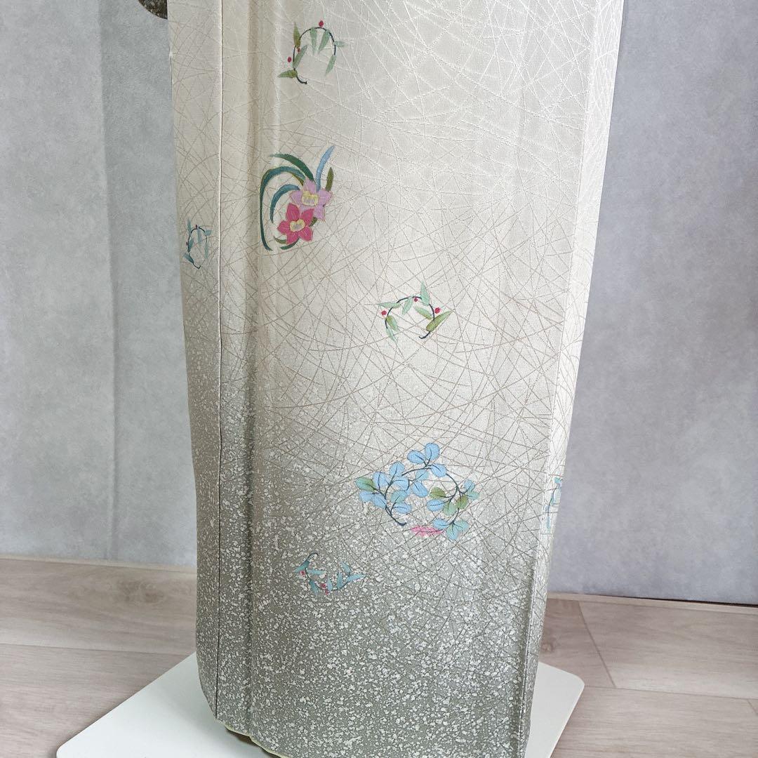 付け下げ　フルセット　着物　正絹　花丸文様　訪問着　上品可憐　共布有り　J4