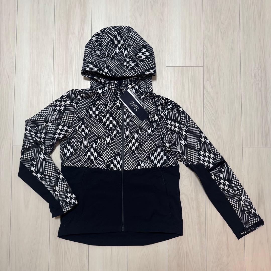 新品 パーリーゲイツ フード付き フルジップ ジャケット サイズ0 千鳥柄