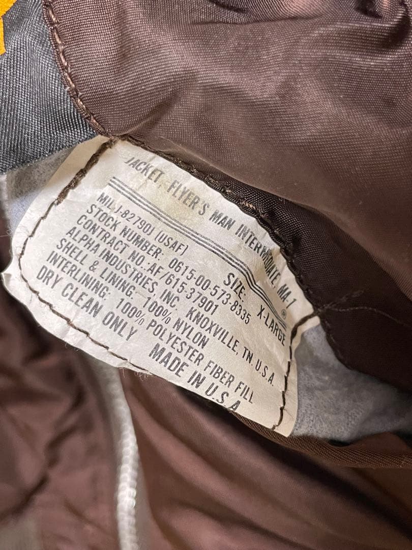 90s USA製 ALPHA 激レア チョコレート MA1 MA-1 ジャケット