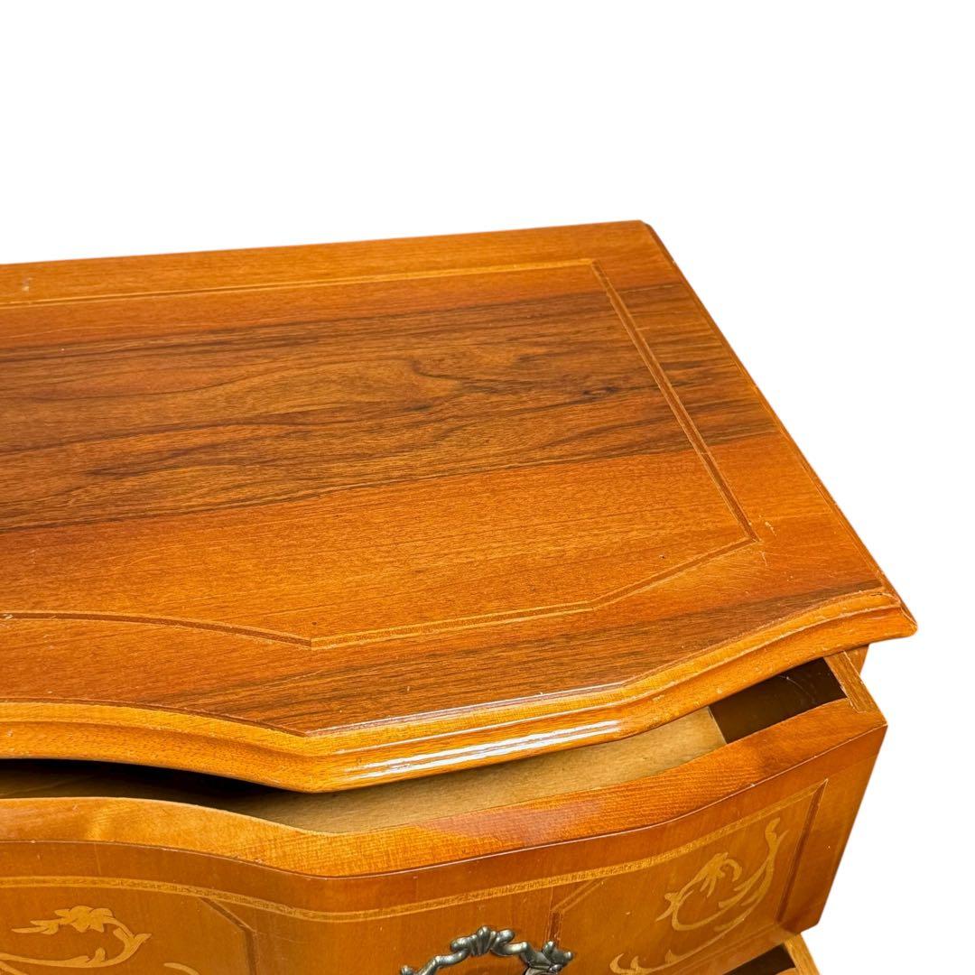 HR829 【曲線シャビー】イタリア 5段チェスト 丸脚 象嵌細工