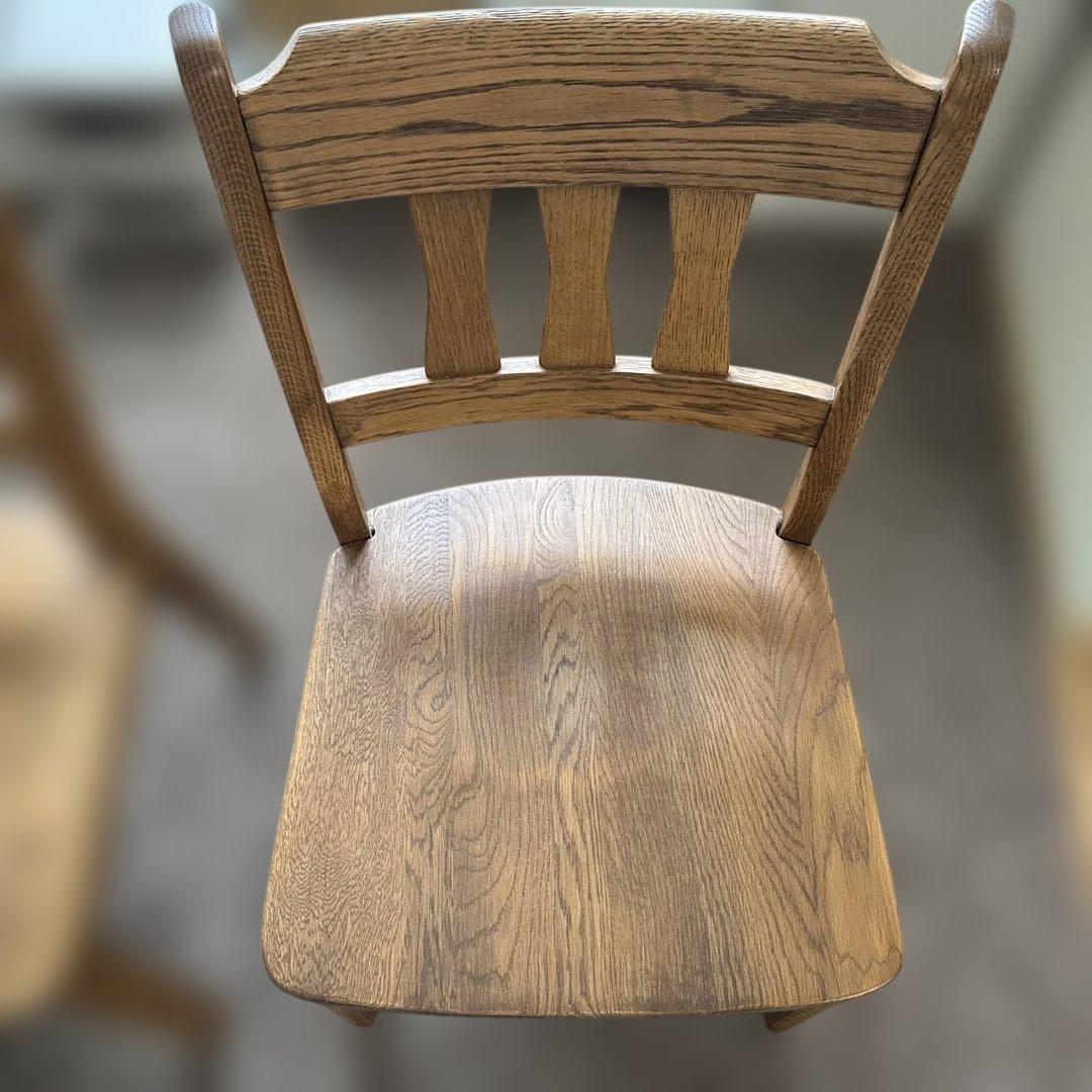 オーク無垢　木製シンプルダイニングチェア　美品