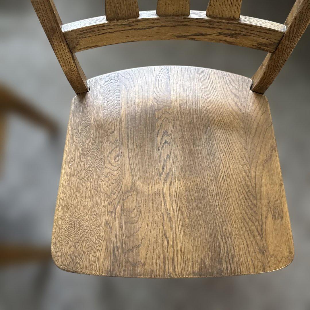 オーク無垢　木製シンプルダイニングチェア　美品