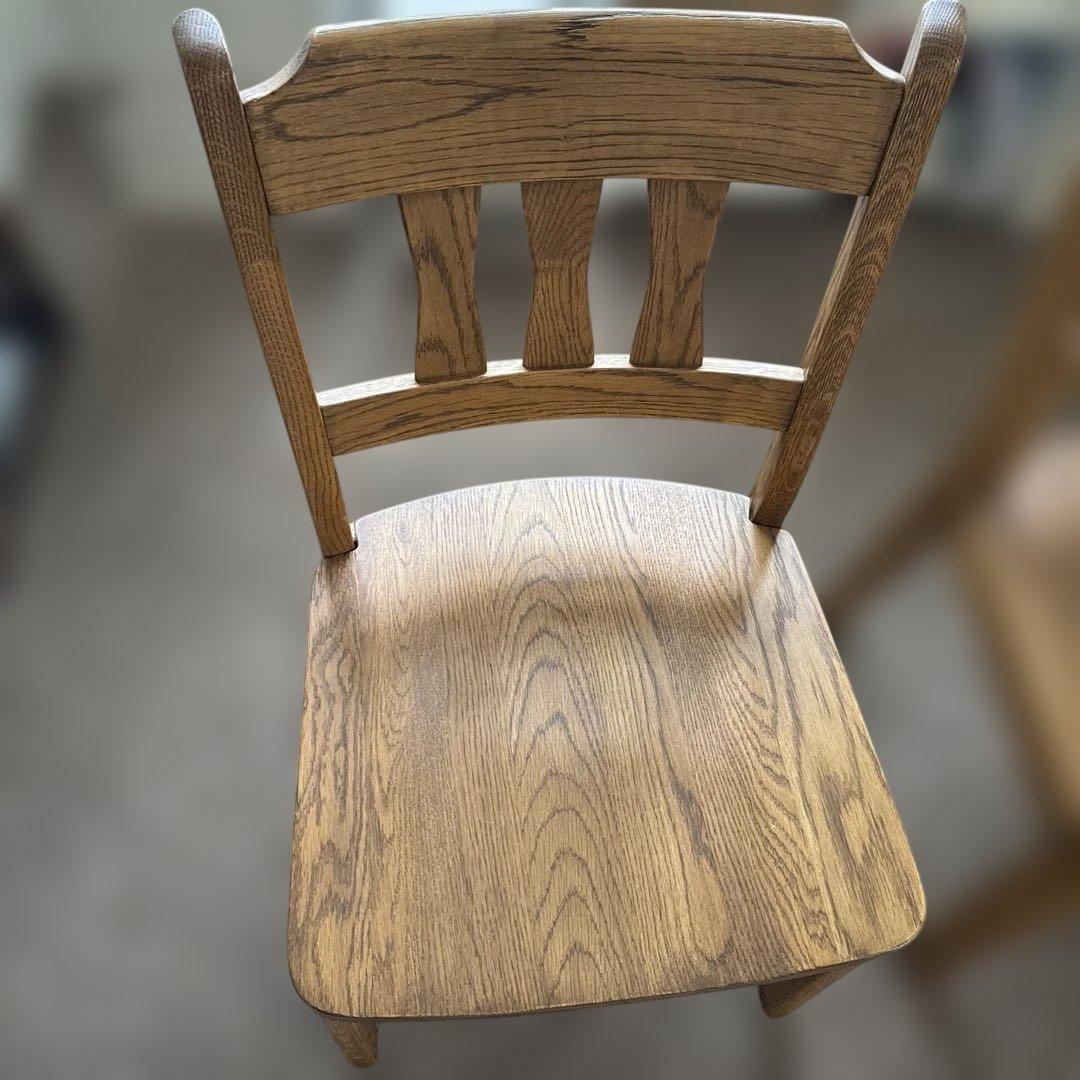 オーク無垢　木製シンプルダイニングチェア　美品