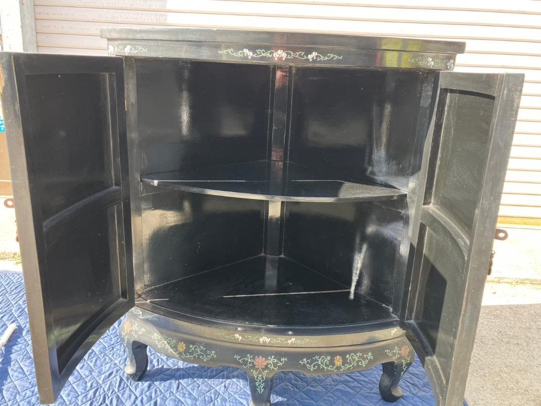 中国美術★飾り棚★花鳥画★和風★コーナーキャビネット