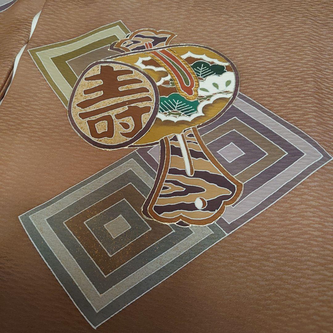 【美品】正絹 日本製 京都一秀 産着 長襦袢付 男児　光悦茶　袴付　高級