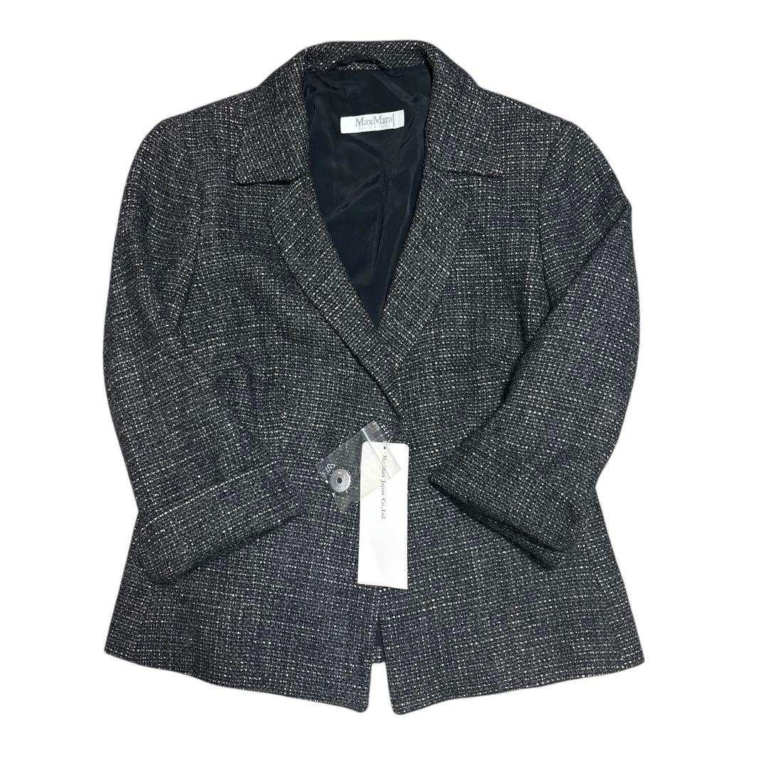 【新品・タグ付き】MaxMara ツイードテーラードジャケット　シルク混　42