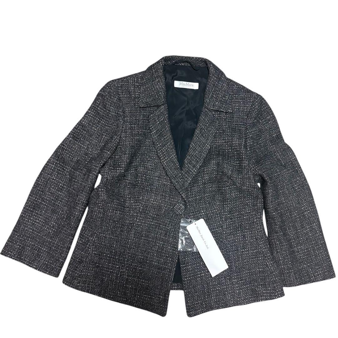 【新品・タグ付き】MaxMara ツイードテーラードジャケット　シルク混　42