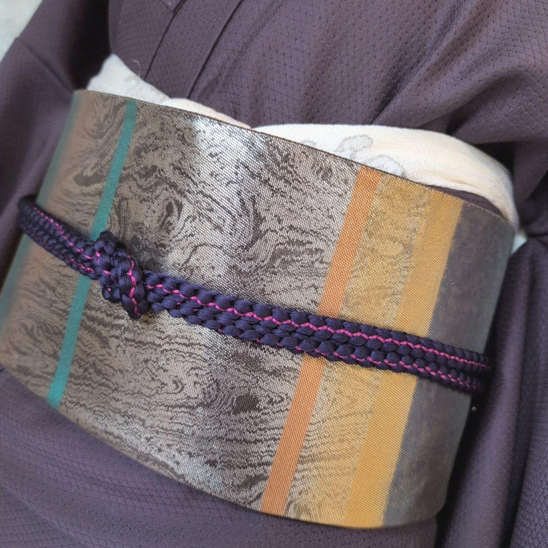 色無地　着物　フルセット　正絹　紫　トールサイズ　D2